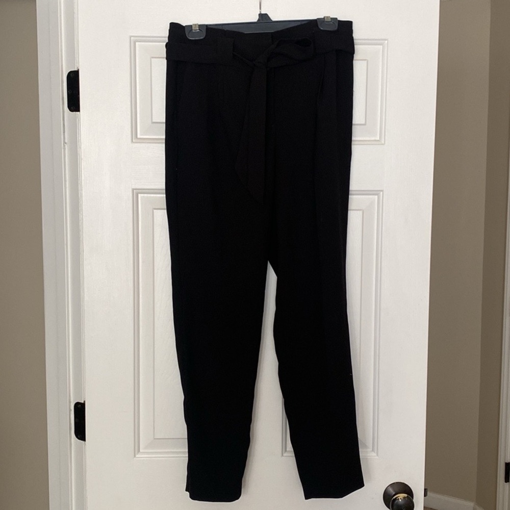 Express high waisted, tie waist ankle pants in black